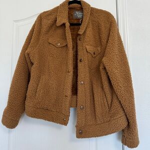 Natural Reflections Teddy Sherpa Jacket Camel Brown XL